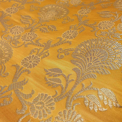 Regal Floral Pattern Indian Banarasi Brocade Fabric – 44" Wide Premium Jacquard Dress & Craft Material
