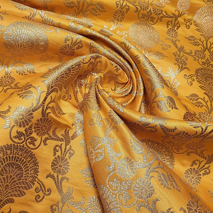 Regal Floral Pattern Indian Banarasi Brocade Fabric – 44" Wide Premium Jacquard Dress & Craft Material