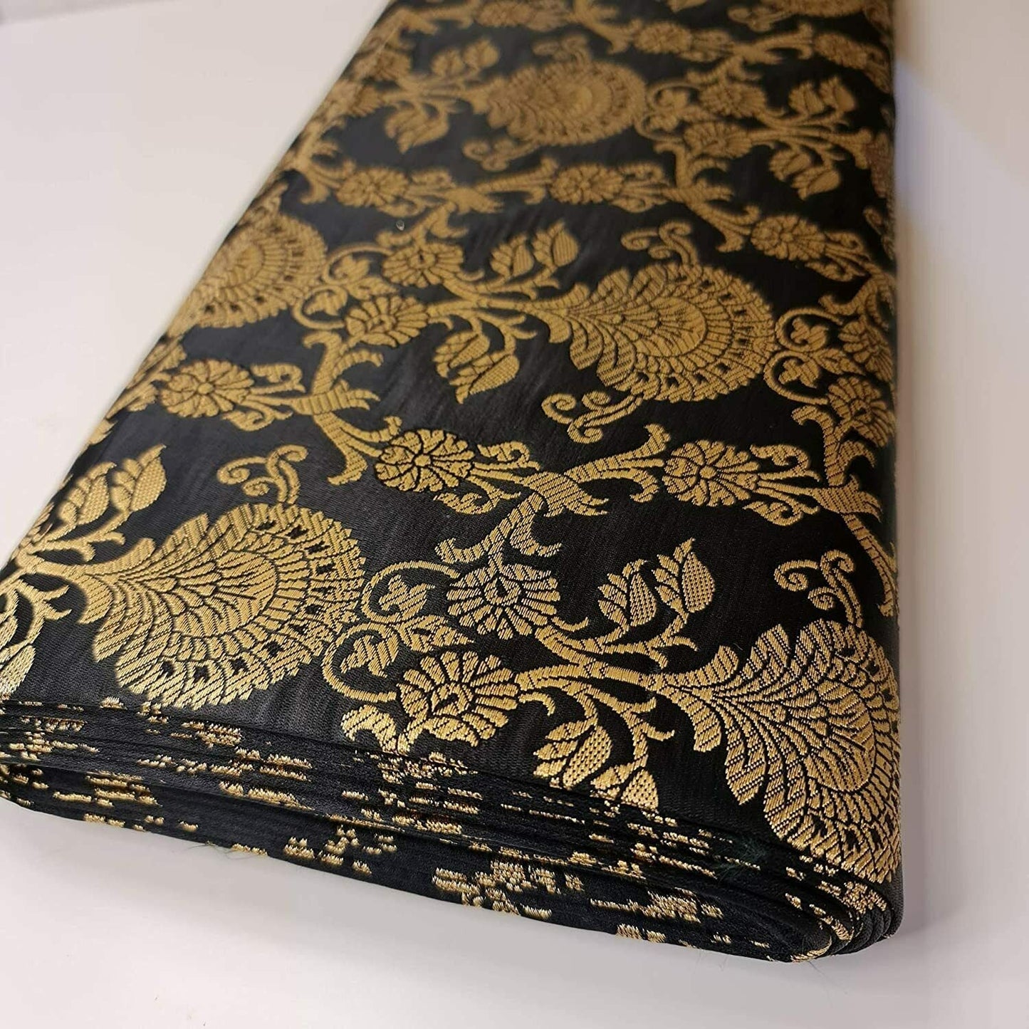 Regal Floral Pattern Indian Banarasi Brocade Fabric – 44" Wide Premium Jacquard Dress & Craft Material