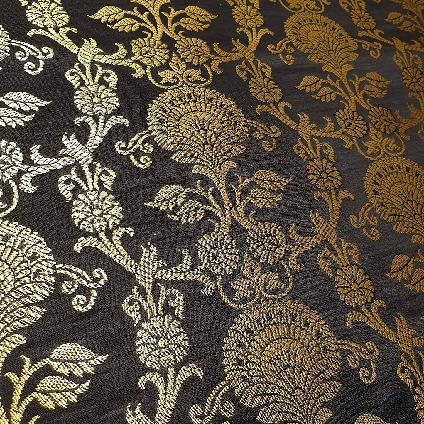 Regal Floral Pattern Indian Banarasi Brocade Fabric – 44" Wide Premium Jacquard Dress & Craft Material