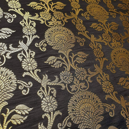 Regal Floral Pattern Indian Banarasi Brocade Fabric – 44" Wide Premium Jacquard Dress & Craft Material