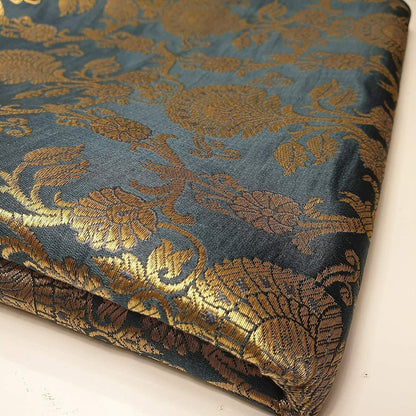 Regal Floral Pattern Indian Banarasi Brocade Fabric – 44" Wide Premium Jacquard Dress & Craft Material