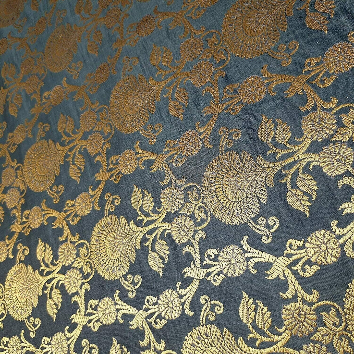 Regal Floral Pattern Indian Banarasi Brocade Fabric – 44" Wide Premium Jacquard Dress & Craft Material