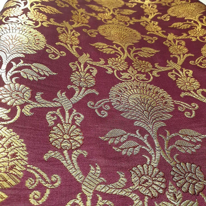 Regal Floral Pattern Indian Banarasi Brocade Fabric – 44" Wide Premium Jacquard Dress & Craft Material
