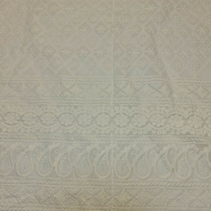 Broderie Anglaise Soft Flower Embroidery 100% Cotton Dress Craft Fabric 44" (Cream- 7)