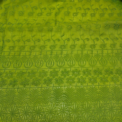 NEW SPRING 100% Cotton Lawn Broderie Anglaise Embroidery Dress Craft Fabric 44" (Olive Green)