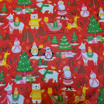 Christmas Festive Polycotton Print Fabric – 44" Wide Craft & Dressmaking Material by the Metre