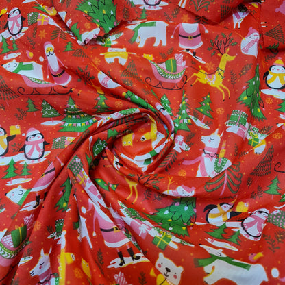 Christmas Festive Polycotton Print Fabric – 44" Wide Craft & Dressmaking Material by the Metre