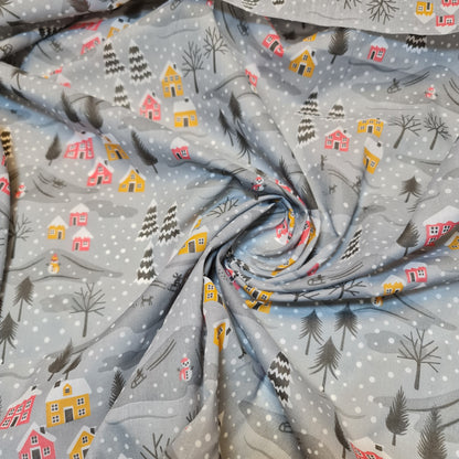 Christmas Festive Polycotton Print Fabric – 44" Wide Craft & Dressmaking Material by the Metre