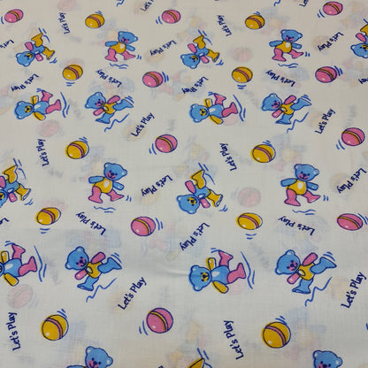 Kids Print 100% Cotton Poplin Fabric – Rabbit Print, 44" Wide Soft Dressmaking & Craft Material by the Meter