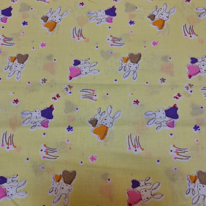Kids Print 100% Cotton Poplin Fabric – Rabbit Print, 44" Wide Soft Dressmaking & Craft Material by the Meter