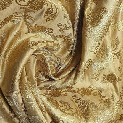 Regal Floral Pattern Indian Banarasi Brocade Fabric – 44" Wide Premium Jacquard Dress & Craft Material