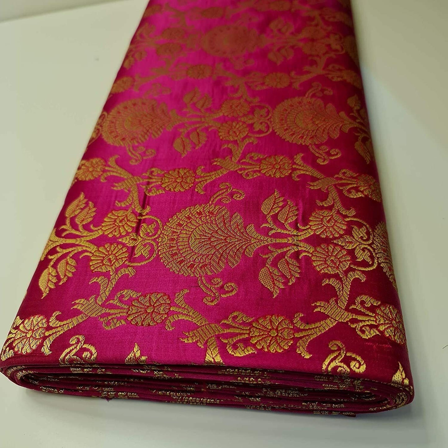 Regal Floral Pattern Indian Banarasi Brocade Fabric – 44" Wide Premium Jacquard Dress & Craft Material