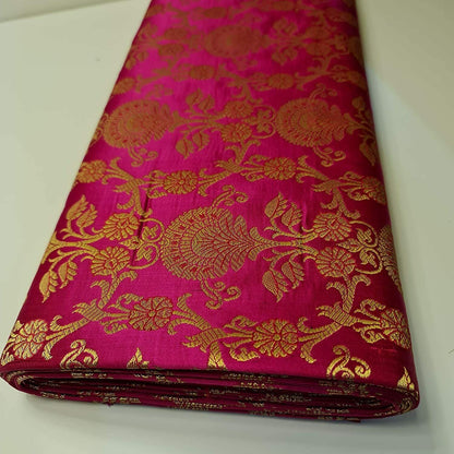 Regal Floral Pattern Indian Banarasi Brocade Fabric – 44" Wide Premium Jacquard Dress & Craft Material