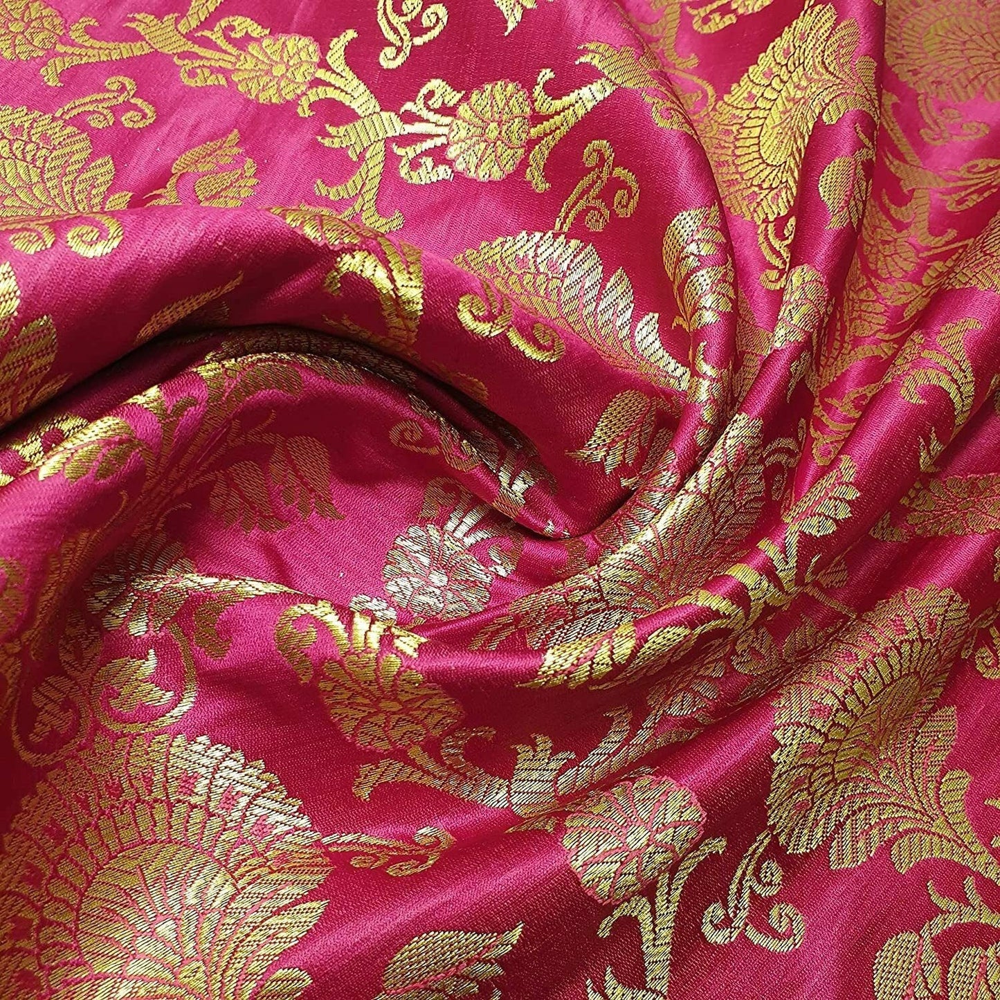 Regal Floral Pattern Indian Banarasi Brocade Fabric – 44" Wide Premium Jacquard Dress & Craft Material