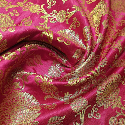 Regal Floral Pattern Indian Banarasi Brocade Fabric – 44" Wide Premium Jacquard Dress & Craft Material