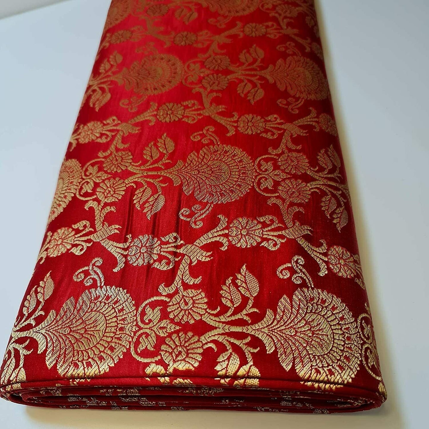 Regal Floral Pattern Indian Banarasi Brocade Fabric – 44" Wide Premium Jacquard Dress & Craft Material