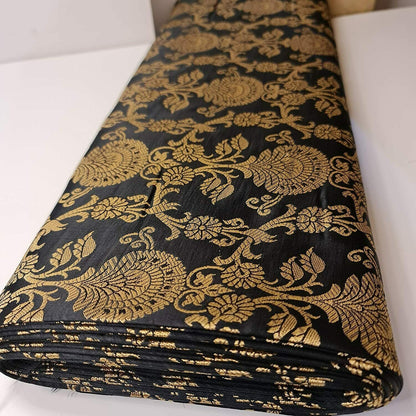 Regal Floral Pattern Indian Banarasi Brocade Fabric – 44" Wide Premium Jacquard Dress & Craft Material