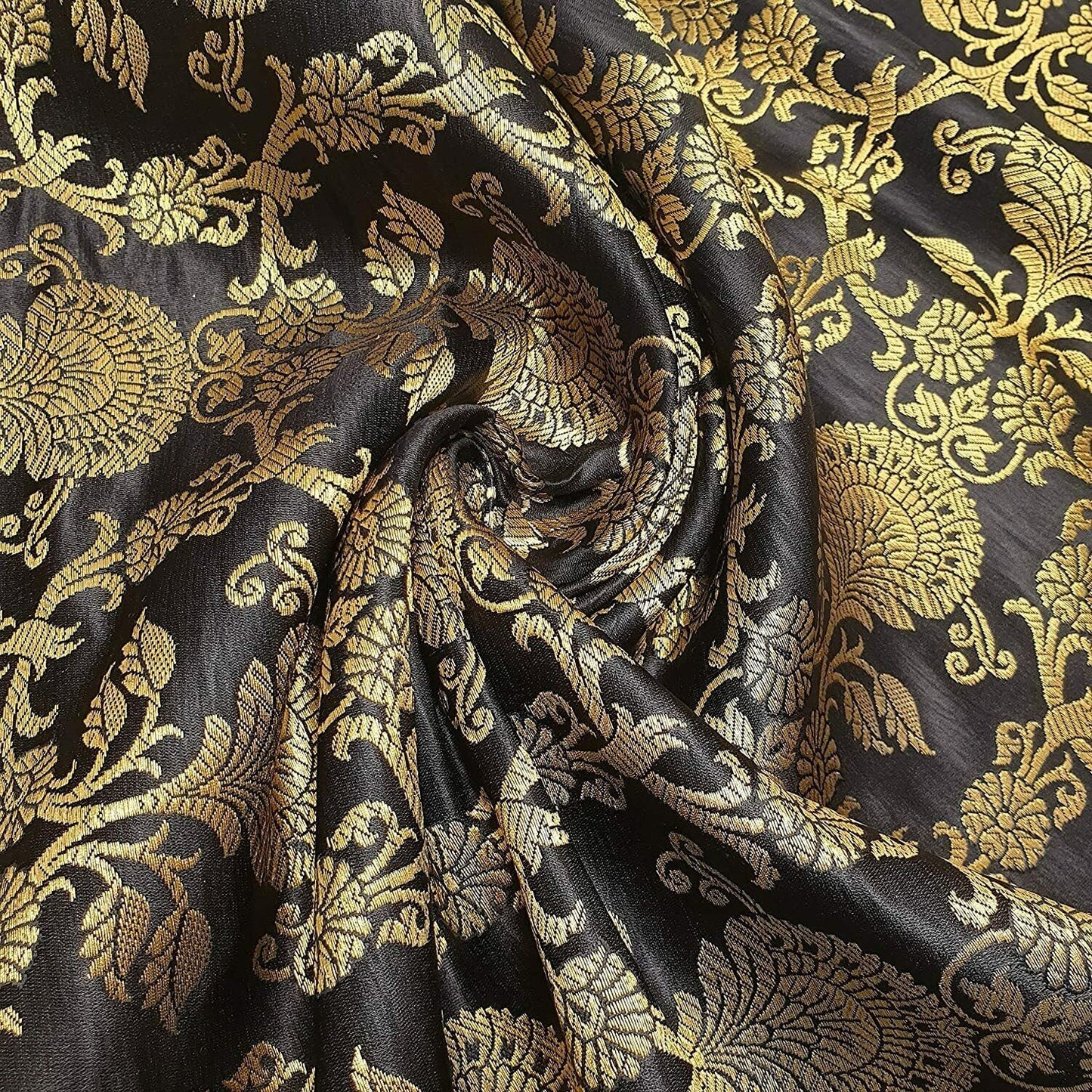 Regal Floral Pattern Indian Banarasi Brocade Fabric – 44" Wide Premium Jacquard Dress & Craft Material