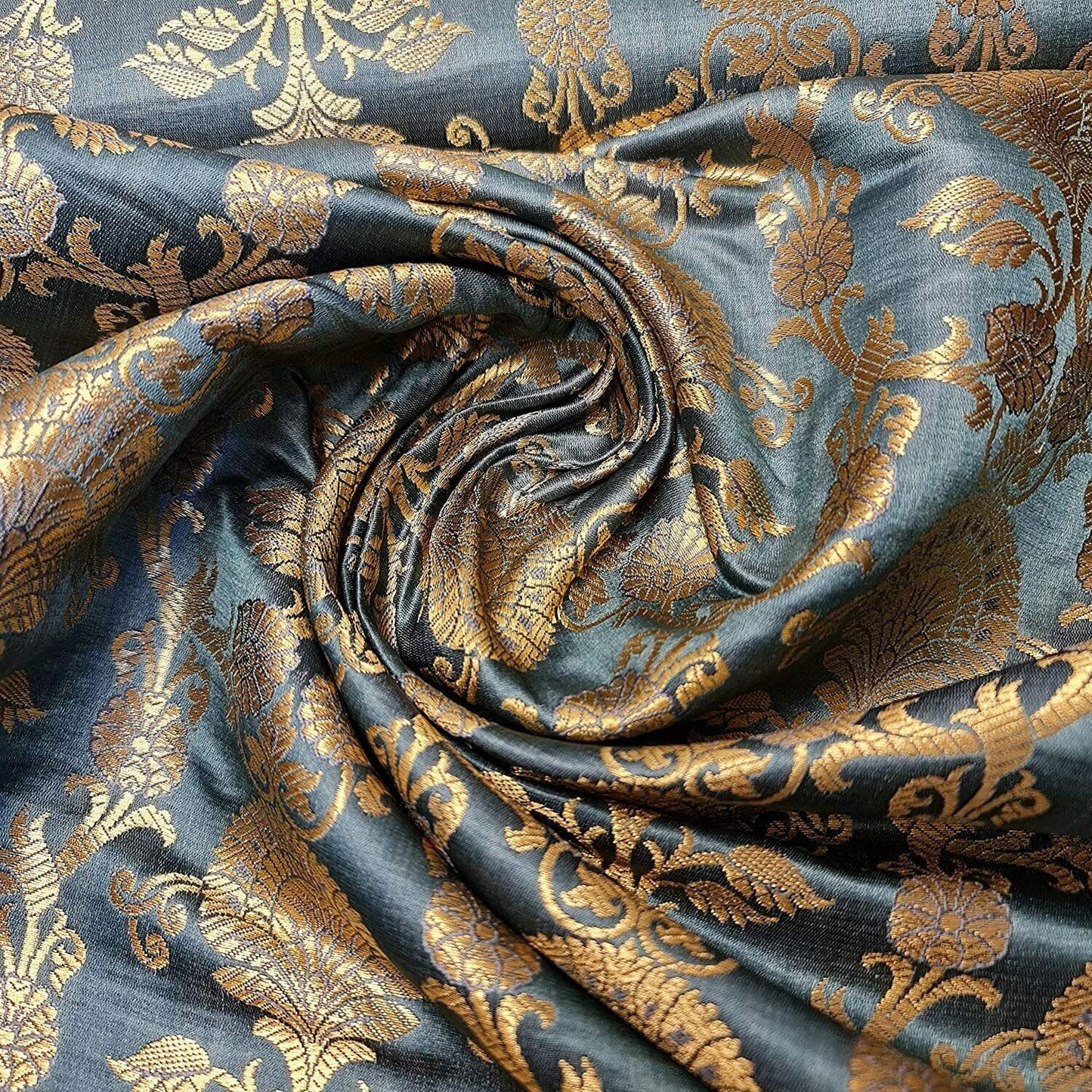 Regal Floral Pattern Indian Banarasi Brocade Fabric – 44" Wide Premium Jacquard Dress & Craft Material