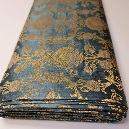Regal Floral Pattern Indian Banarasi Brocade Fabric – 44" Wide Premium Jacquard Dress & Craft Material