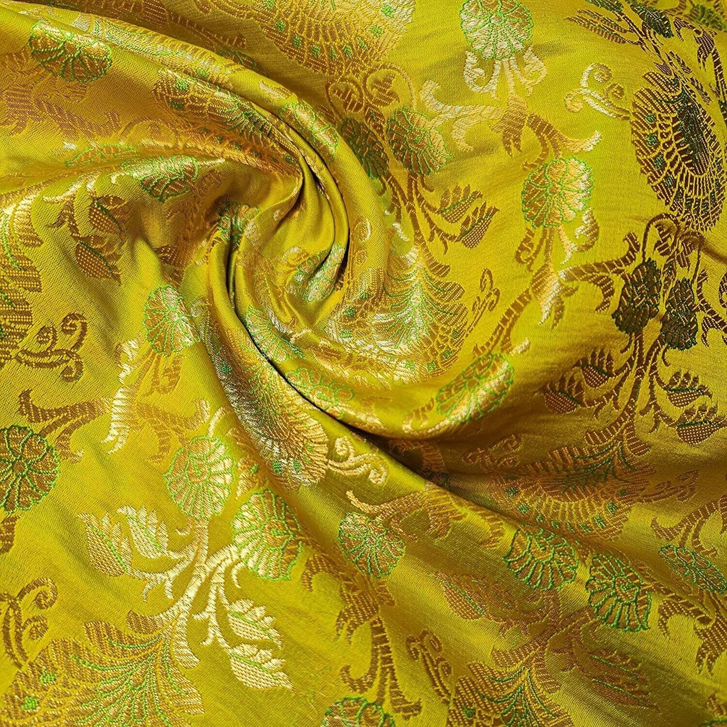 Regal Floral Pattern Indian Banarasi Brocade Fabric – 44" Wide Premium Jacquard Dress & Craft Material