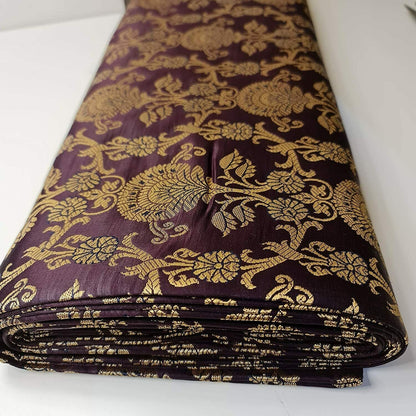 Regal Floral Pattern Indian Banarasi Brocade Fabric – 44" Wide Premium Jacquard Dress & Craft Material