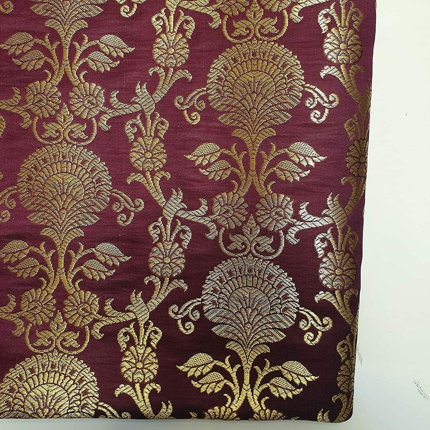 Regal Floral Pattern Indian Banarasi Brocade Fabric – 44" Wide Premium Jacquard Dress & Craft Material