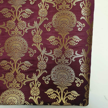 Regal Floral Pattern Indian Banarasi Brocade Fabric – 44" Wide Premium Jacquard Dress & Craft Material