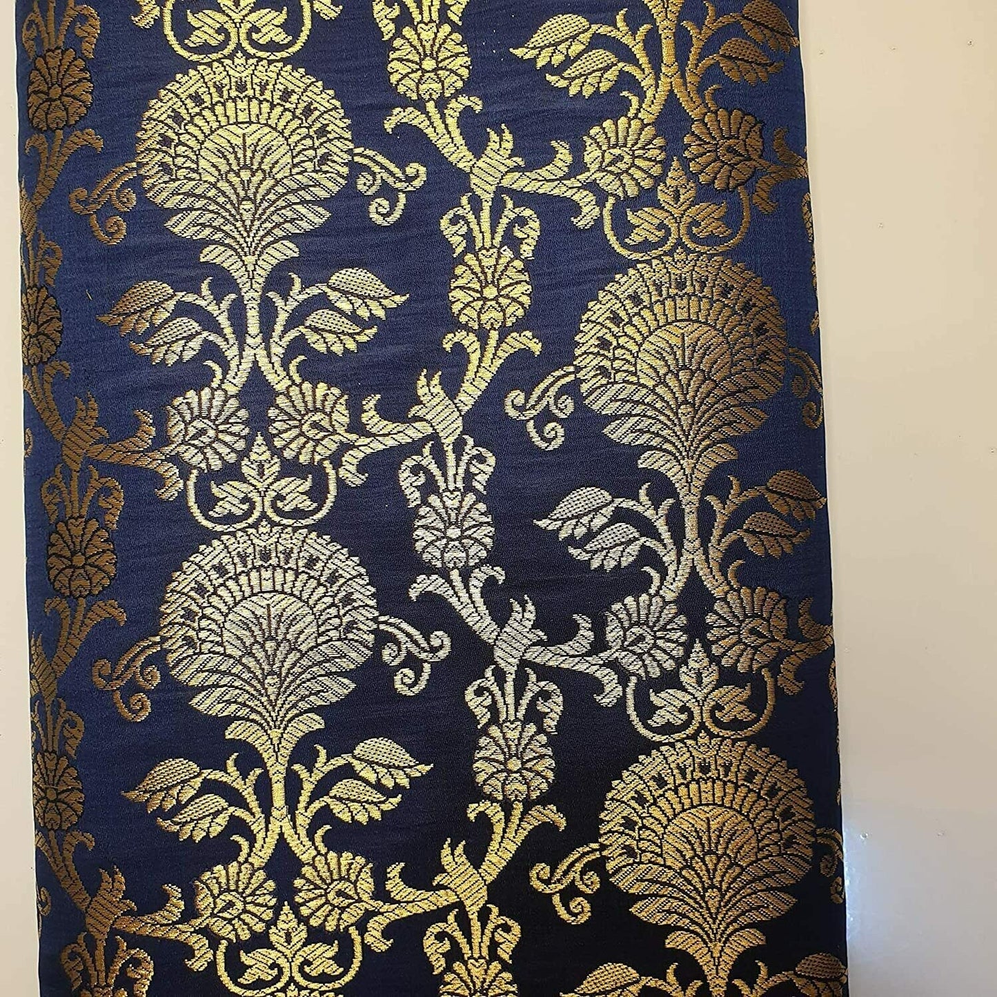 Regal Floral Pattern Indian Banarasi Brocade Fabric – 44" Wide Premium Jacquard Dress & Craft Material
