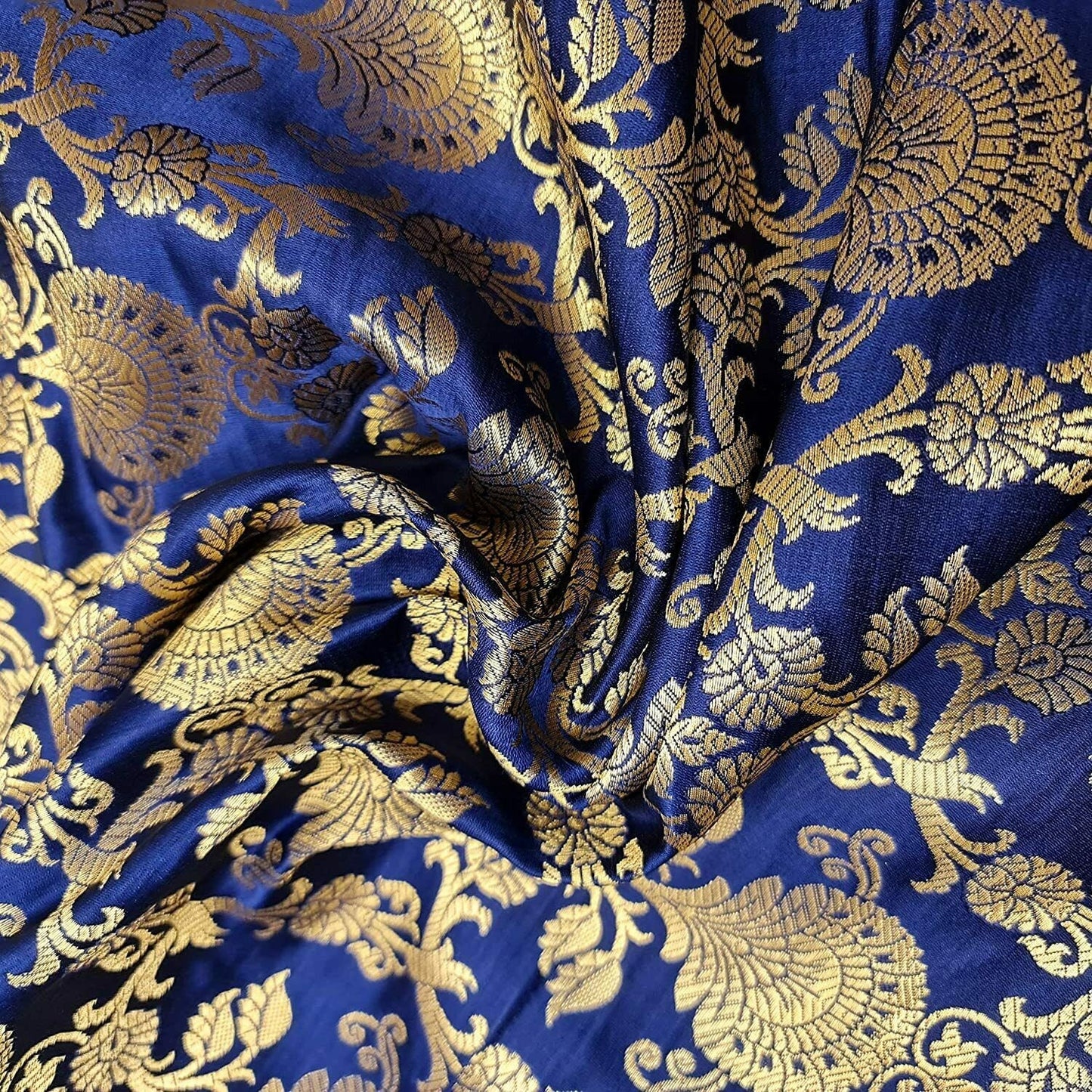 Regal Floral Pattern Indian Banarasi Brocade Fabric – 44" Wide Premium Jacquard Dress & Craft Material