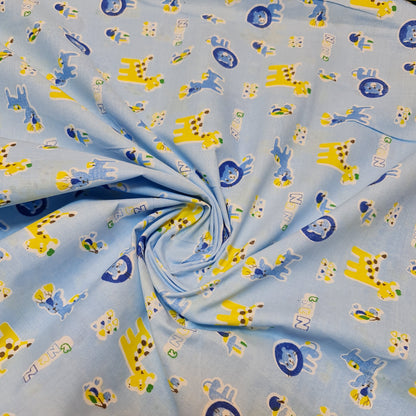 Kids Print 100% Cotton Poplin Fabric – Rabbit Print, 44" Wide Soft Dressmaking & Craft Material by the Meter
