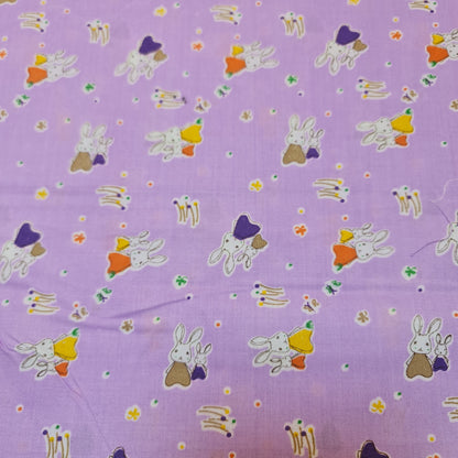 Kids Print 100% Cotton Poplin Fabric – Rabbit Print, 44" Wide Soft Dressmaking & Craft Material by the Meter