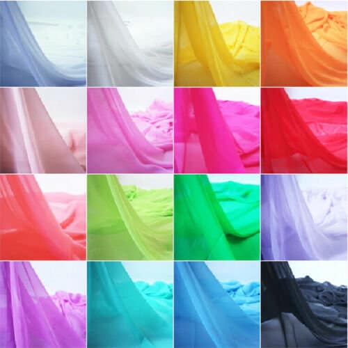 Sheer Poly Crepe Chiffon Fabric – Semi-Transparent, Lightweight 44" Wide for Dress, Draping & Craft