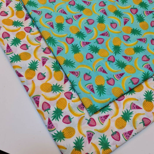 Mixed Fruit Print Polycotton Fabric – 44" Wide Dressmaking & Craft Material by the Metre