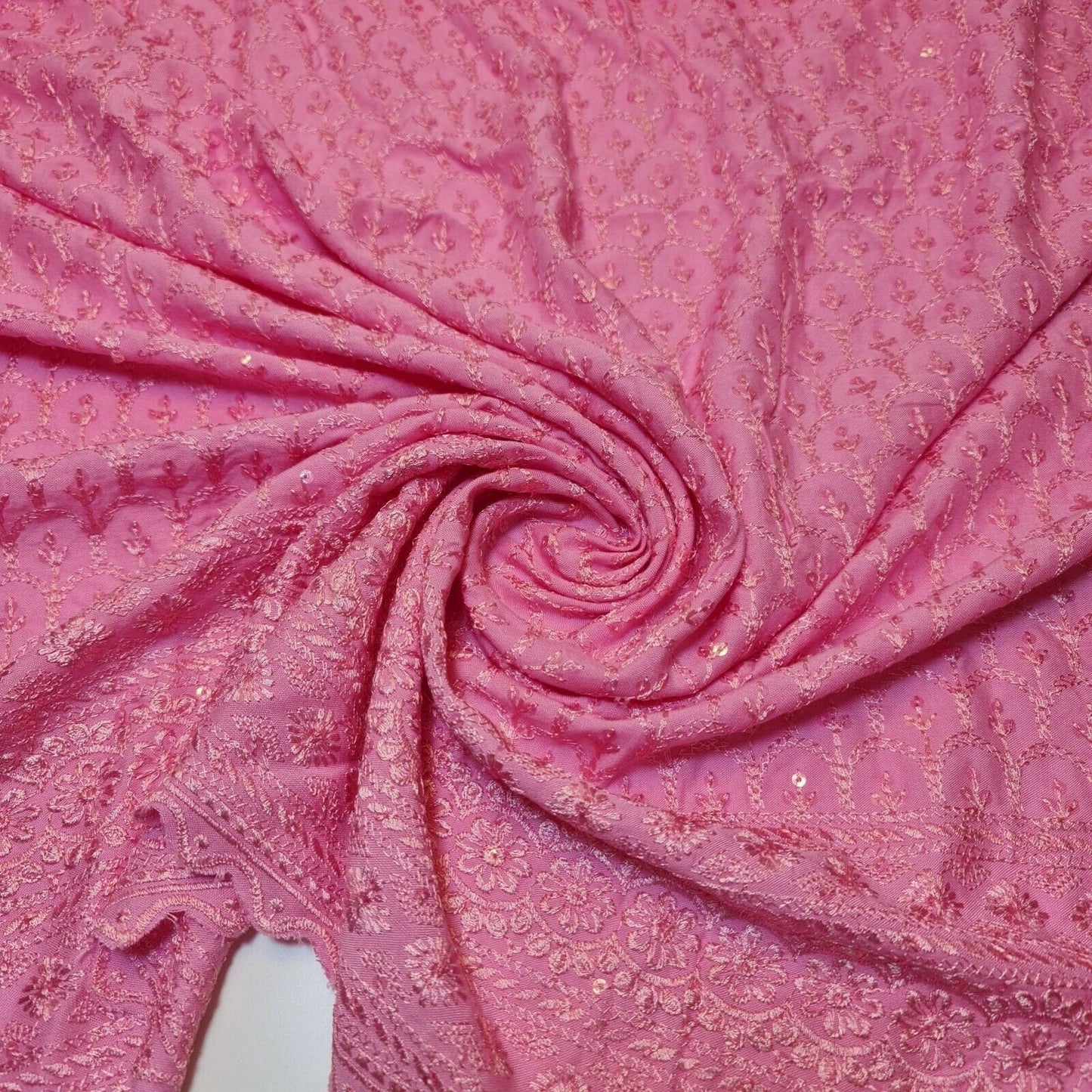 Broderie Anglaise Sequin Embroidery Viscose Fabric – 44" Wide Soft Dressmaking & Craft Material