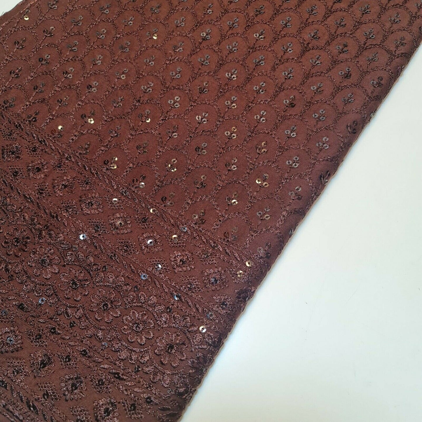 Broderie Anglaise Sequin Embroidery Viscose Fabric – 44" Wide Soft Dressmaking & Craft Material