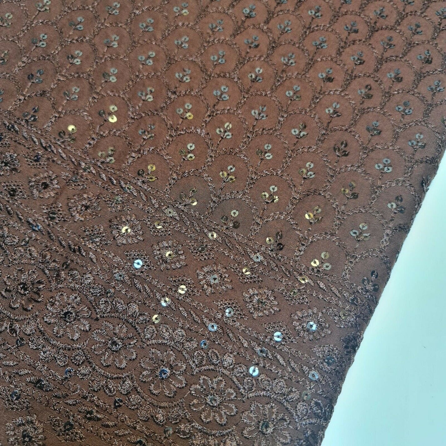 Broderie Anglaise Sequin Embroidery Viscose Fabric – 44" Wide Soft Dressmaking & Craft Material