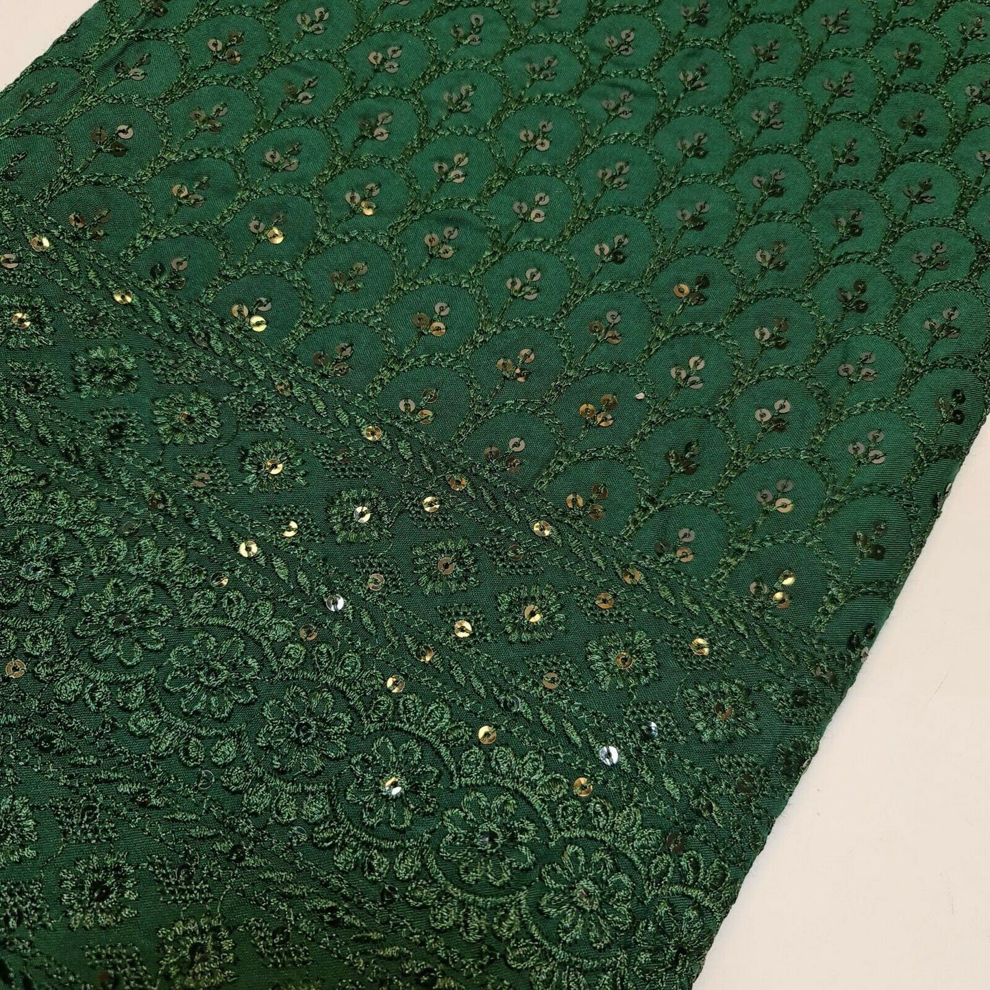 Broderie Anglaise Sequin Embroidery Viscose Fabric – 44" Wide Soft Dressmaking & Craft Material