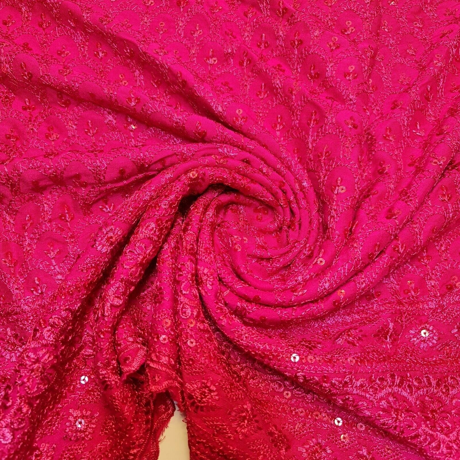 Broderie Anglaise Sequin Embroidery Viscose Fabric – 44