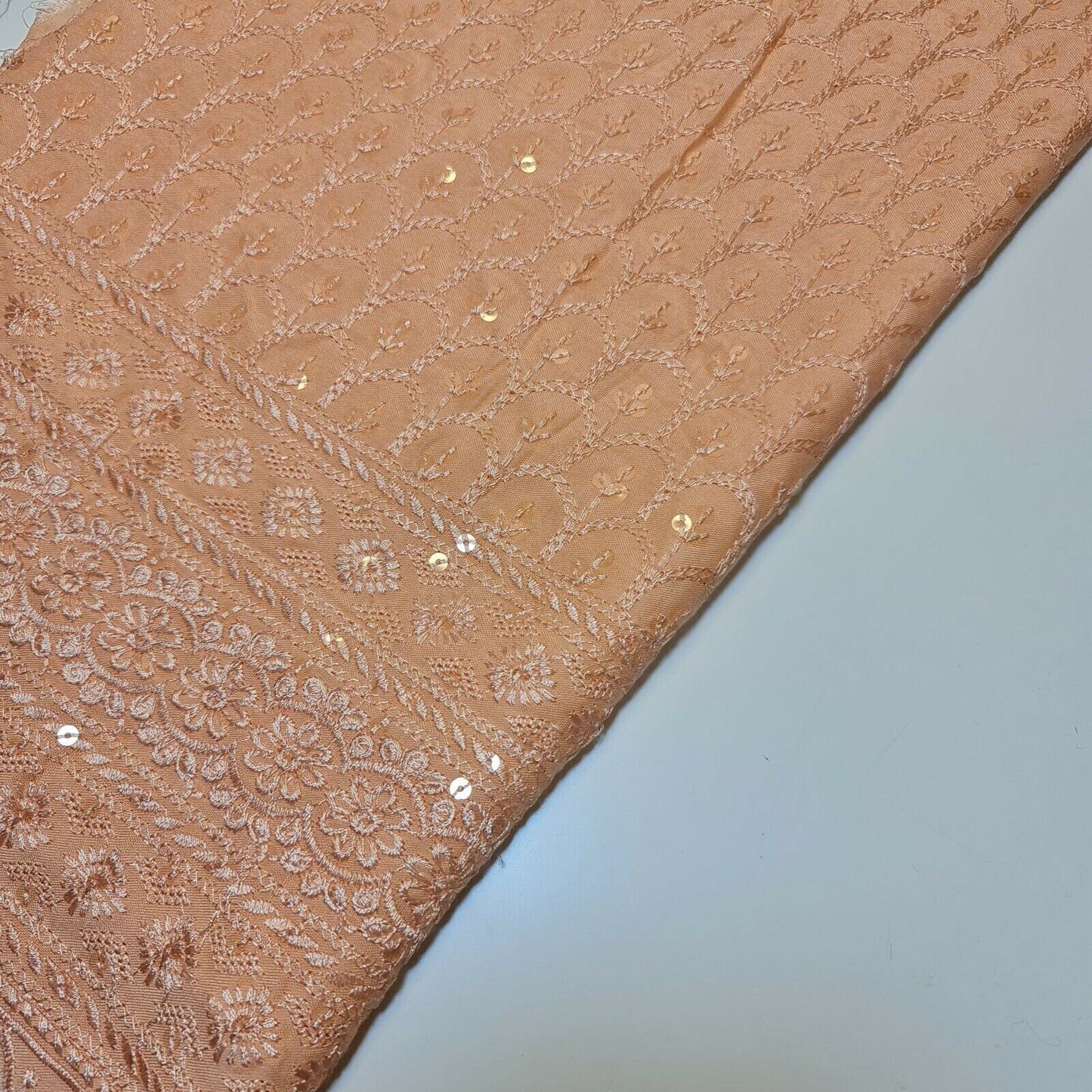 Broderie Anglaise Sequin Embroidery Viscose Fabric – 44" Wide Soft Dressmaking & Craft Material