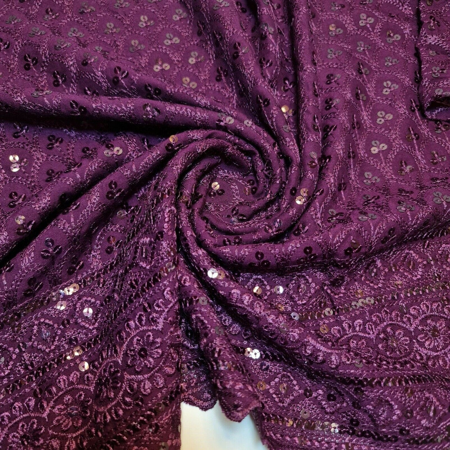 Broderie Anglaise Sequin Embroidery Viscose Fabric – 44" Wide Soft Dressmaking & Craft Material