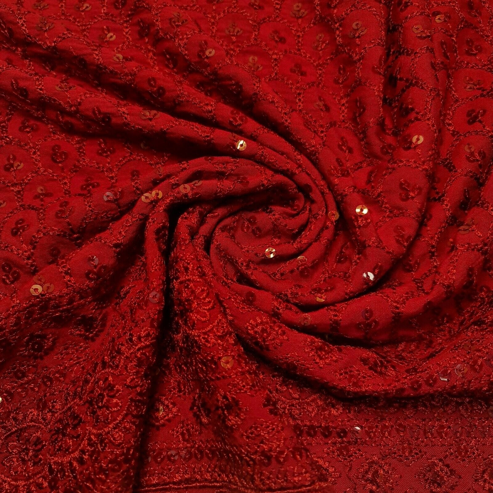 Broderie Anglaise Sequin Embroidery Viscose Fabric – 44