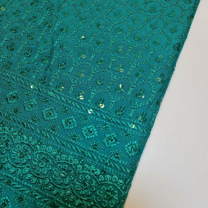 Broderie Anglaise Sequin Embroidery Viscose Fabric – 44" Wide Soft Dressmaking & Craft Material