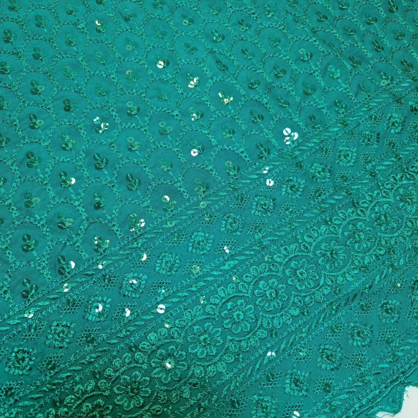 Broderie Anglaise Sequin Embroidery Viscose Fabric – 44" Wide Soft Dressmaking & Craft Material
