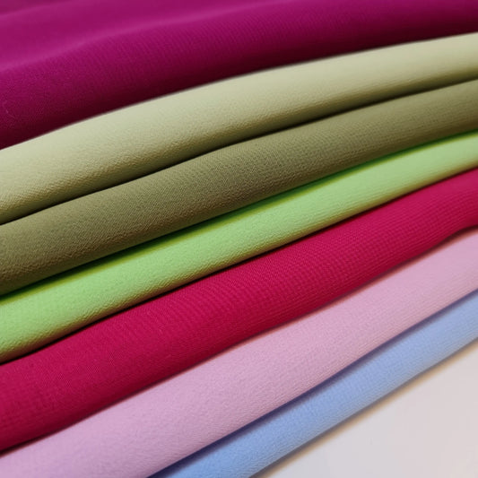 Poly Crepe Chiffon Fabric – Sheer Lightweight 112cm (44") Wide Dress Material by the Metre