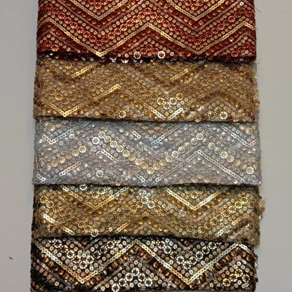 Sabyasachi Non-Stretch Net Mesh Fabric – 44" Wide Sequin Embellished Dress & Craft Material