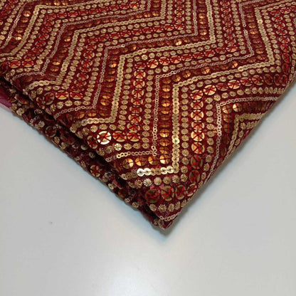 Sabyasachi Non-Stretch Net Mesh Fabric – 44" Wide Sequin Embellished Dress & Craft Material