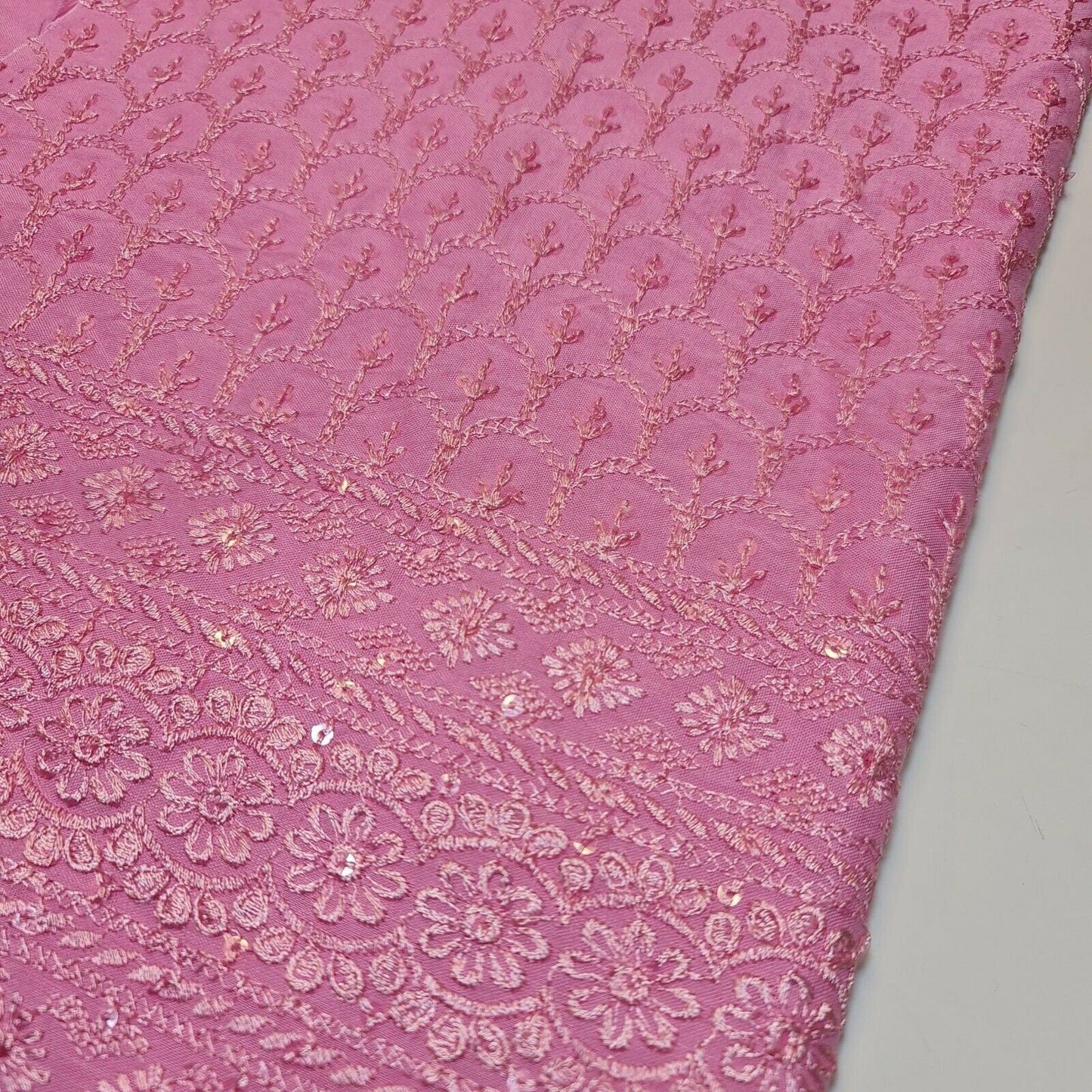 Broderie Anglaise Sequin Embroidery Viscose Fabric – 44" Wide Soft Dressmaking & Craft Material