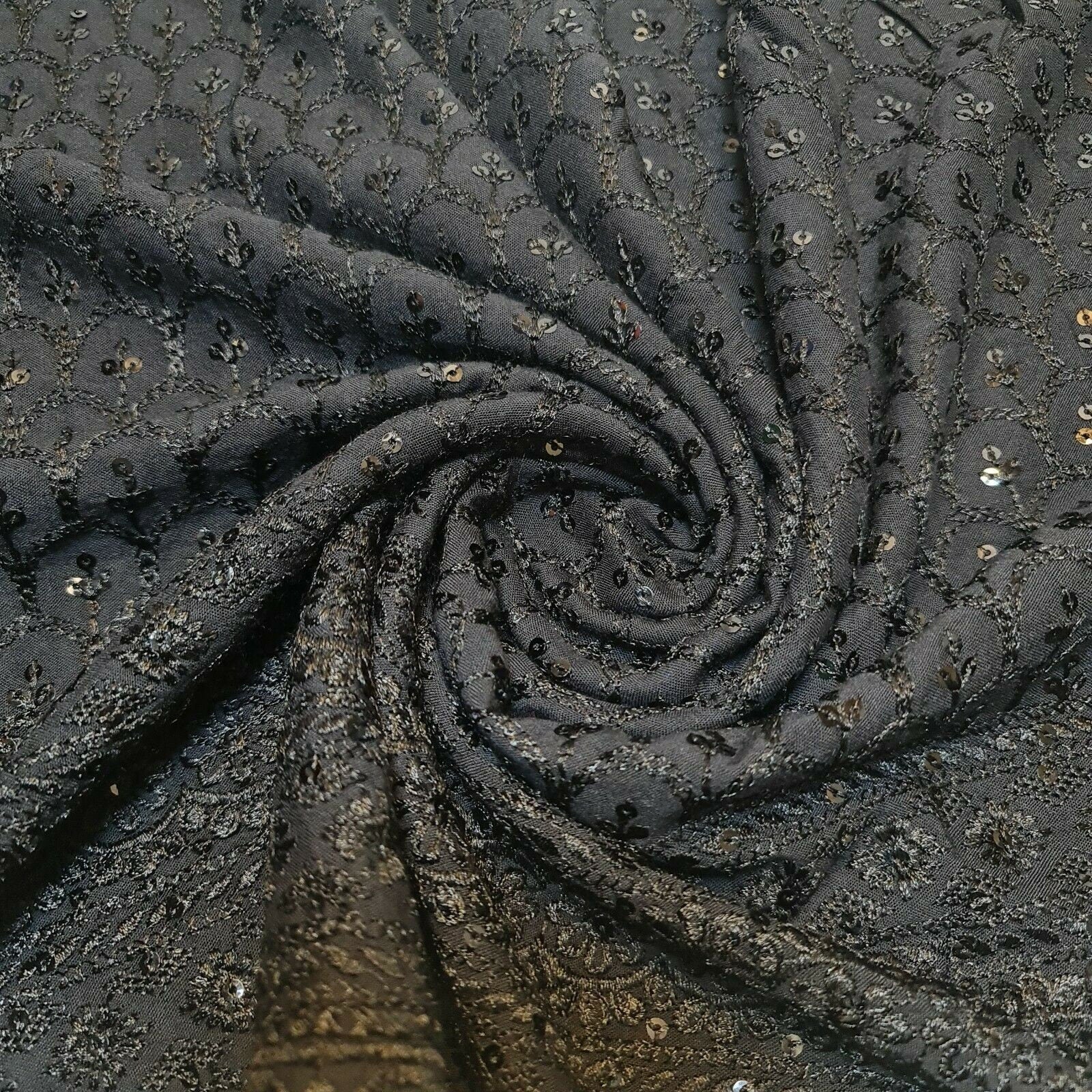 Broderie Anglaise Sequin Embroidery Viscose Fabric – 44